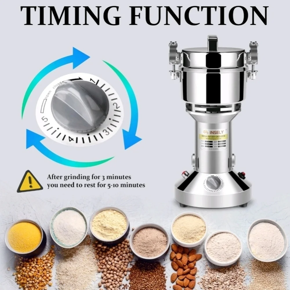 INSELY Grain Mill Grinder 300g High Speed Food Grain Mill Wheat Grinder Coffee